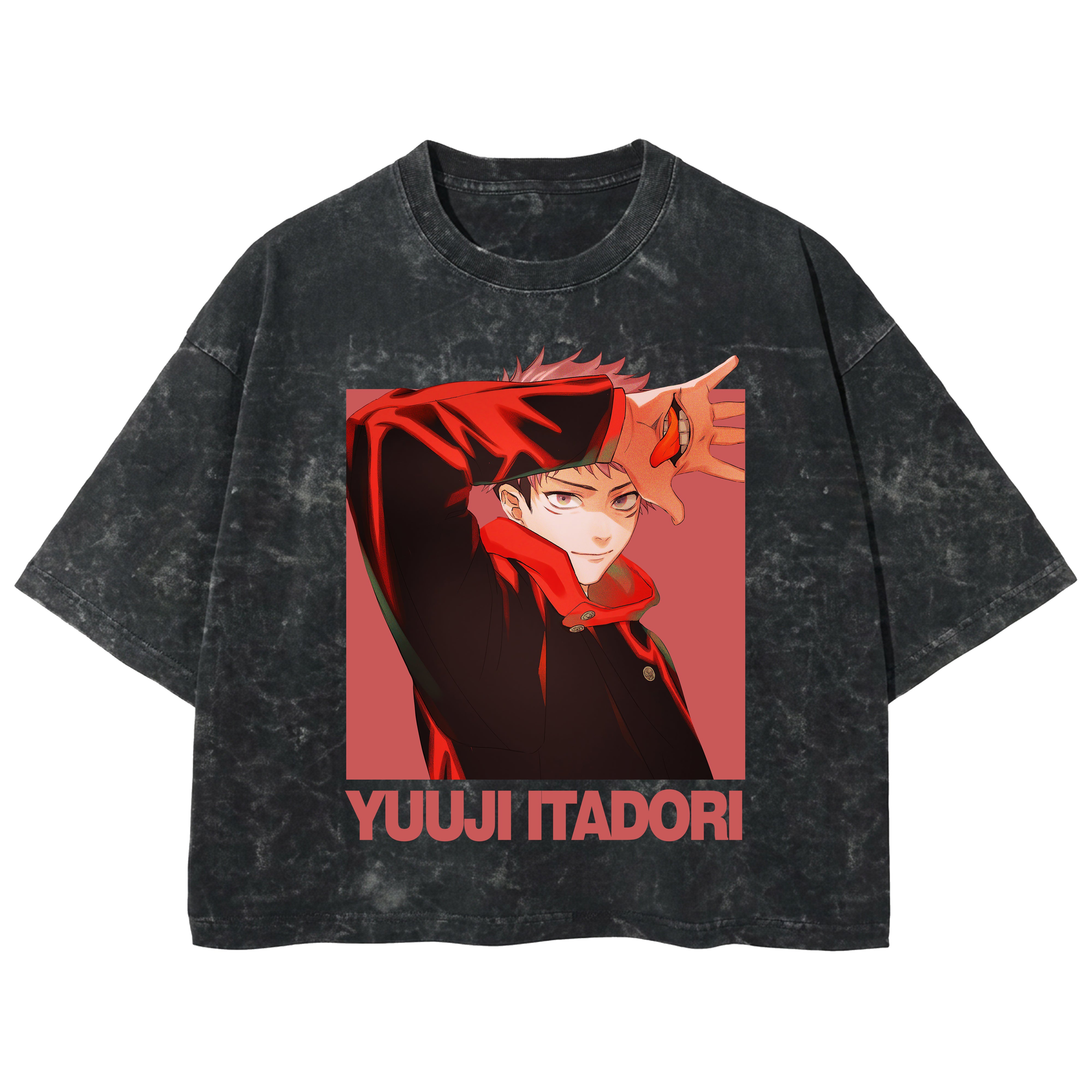 Playera streetwear premium de anime y gaming ExtraLife MX, corte boxy deluxe mineral wash heavyweight en color Acid Wash, moda urbana mexicana de culto.