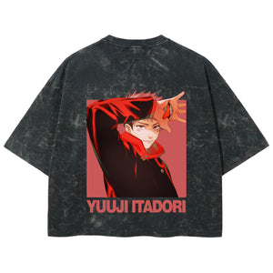 Playera streetwear premium de anime y gaming ExtraLife MX, corte boxy deluxe mineral wash heavyweight en color Acid Wash, moda urbana mexicana de culto.