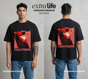 El Arte de las Maldiciones | El Corazon del Poder #04520 - Playera Oversized Premium | Deep Black - Foto en modelo