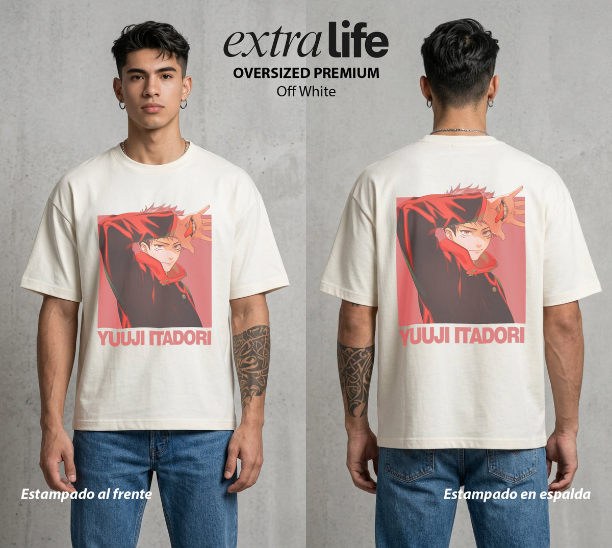 El Arte de las Maldiciones | El Corazon del Poder #04520 - Playera Oversized Premium | Off White - Foto en modelo