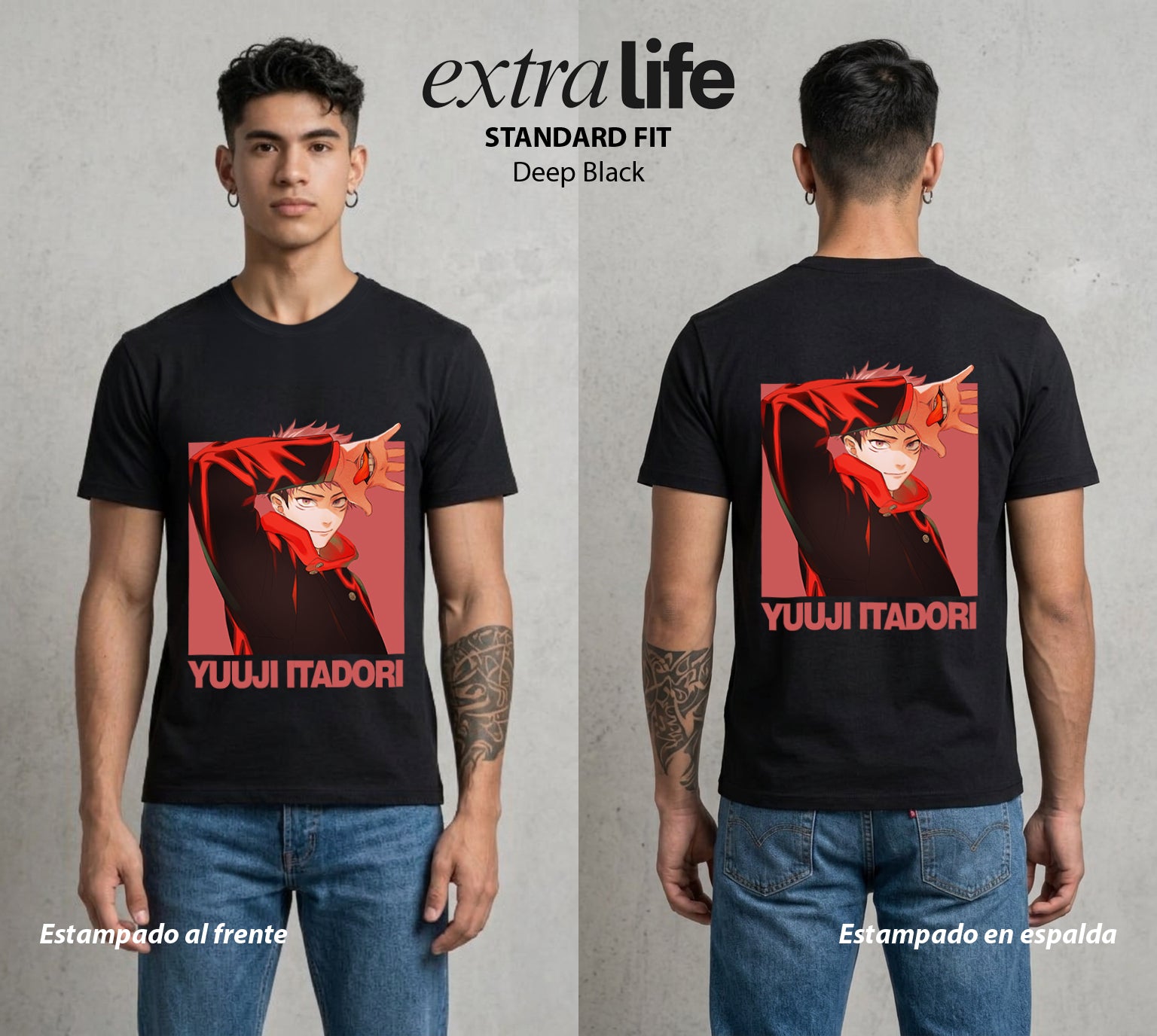El Arte de las Maldiciones | El Corazon del Poder #04520 - Playera Standard Fit | Deep Black - Foto en modelo