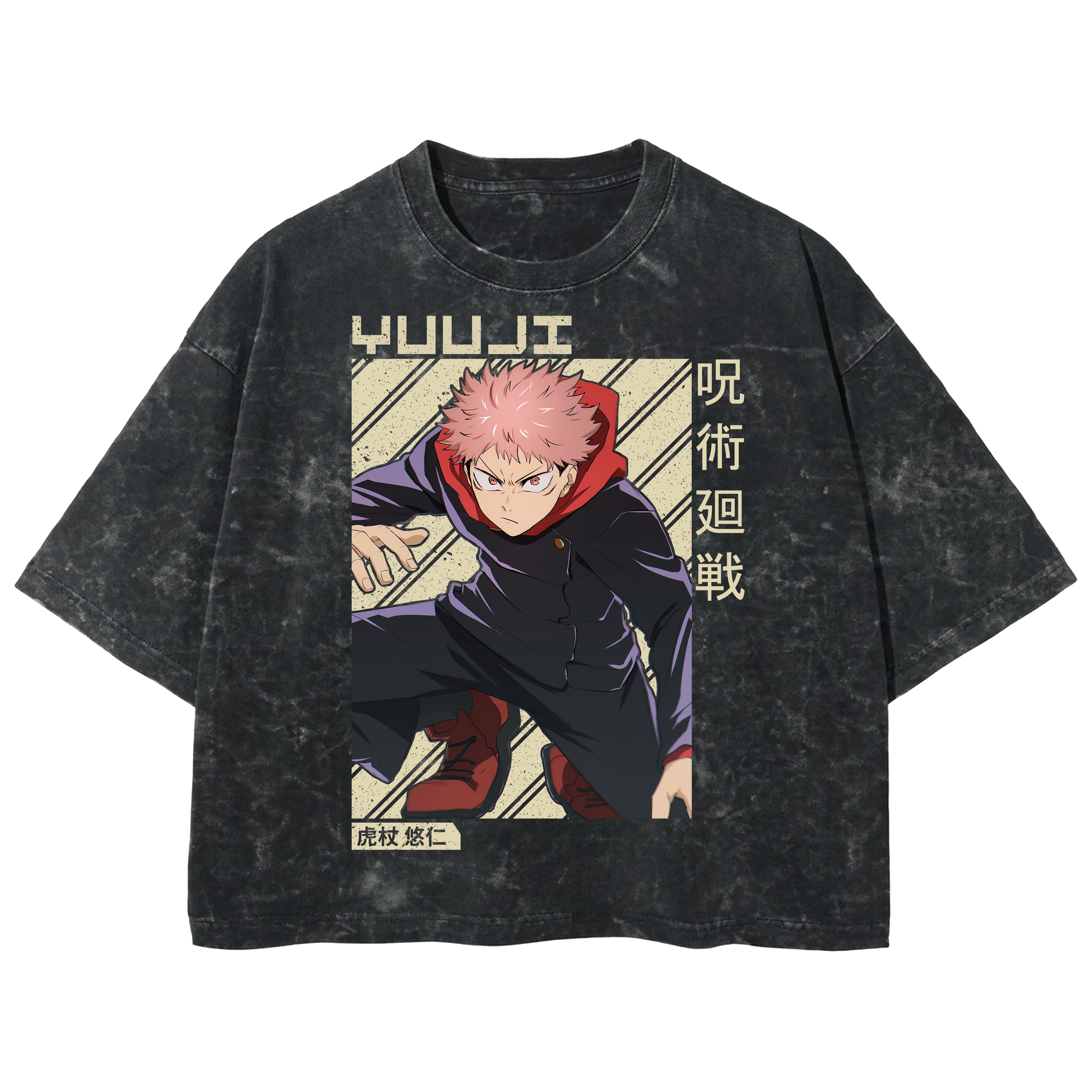 Playera streetwear premium de anime y gaming ExtraLife MX, corte boxy deluxe mineral wash heavyweight en color Acid Wash, moda urbana mexicana de culto.