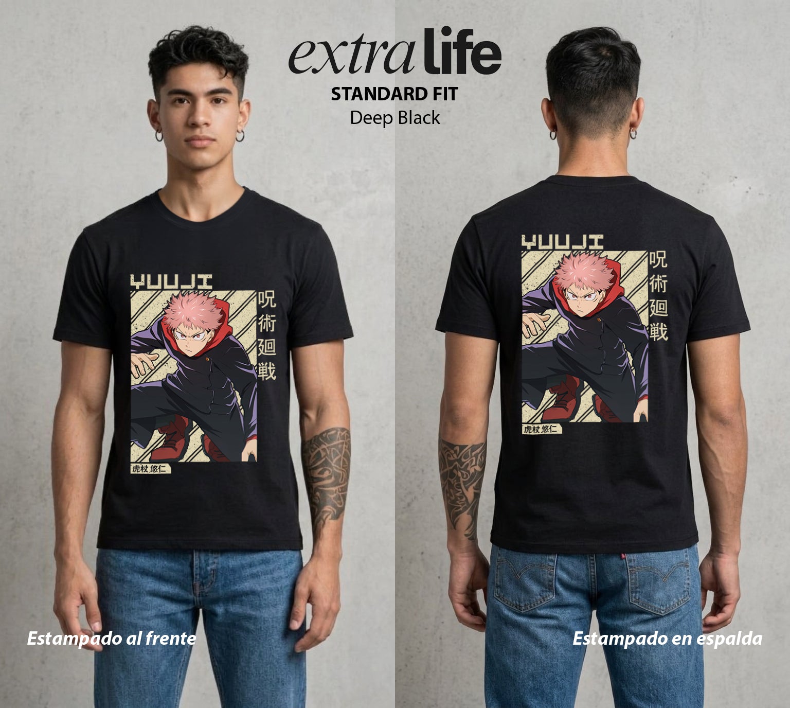 El Arte de las Maldiciones | El Recipiente del Rey #04521 - Playera Standard Fit | Deep Black - Foto en modelo