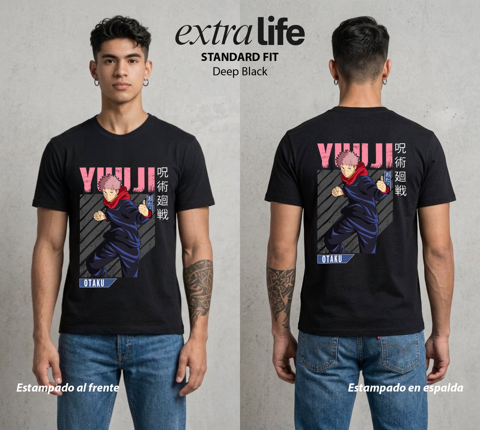 El Arte de las Maldiciones | Fuerza de Voluntad #04522 - Playera Standard Fit | Deep Black - Foto en modelo
