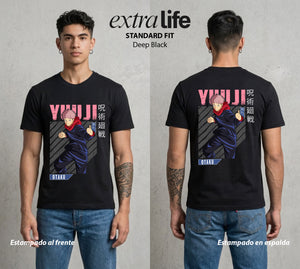 El Arte de las Maldiciones | Fuerza de Voluntad #04522 - Playera Classic Premium | Deep Black - Foto en modelo