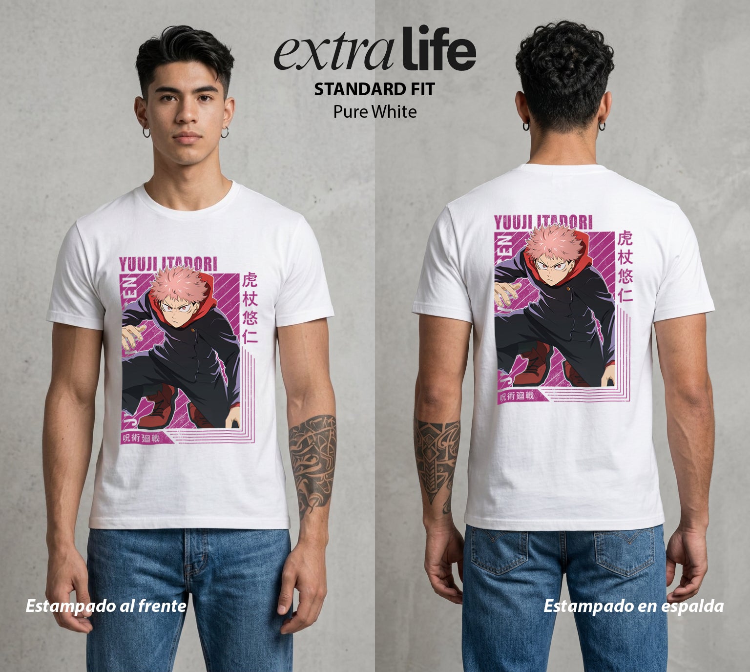 El Arte de las Maldiciones | El Heroe Maldito #04523 - Playera Standard Fit | Pure White - Foto en modelo