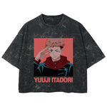 Playera streetwear premium de anime y gaming ExtraLife MX, corte boxy deluxe mineral wash heavyweight en color Acid Wash, moda urbana mexicana de culto.