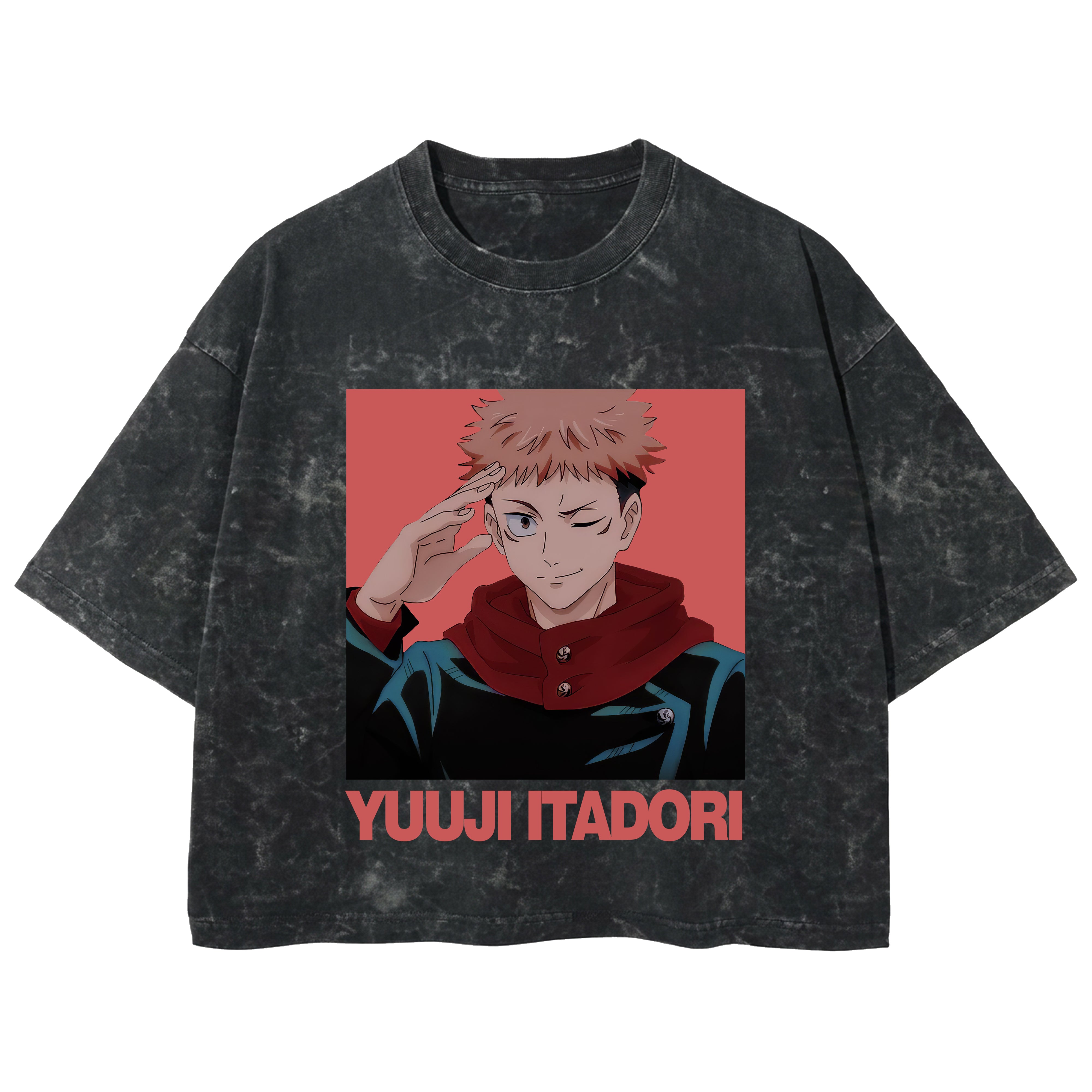 Playera streetwear premium de anime y gaming ExtraLife MX, corte boxy deluxe mineral wash heavyweight en color Acid Wash, moda urbana mexicana de culto.