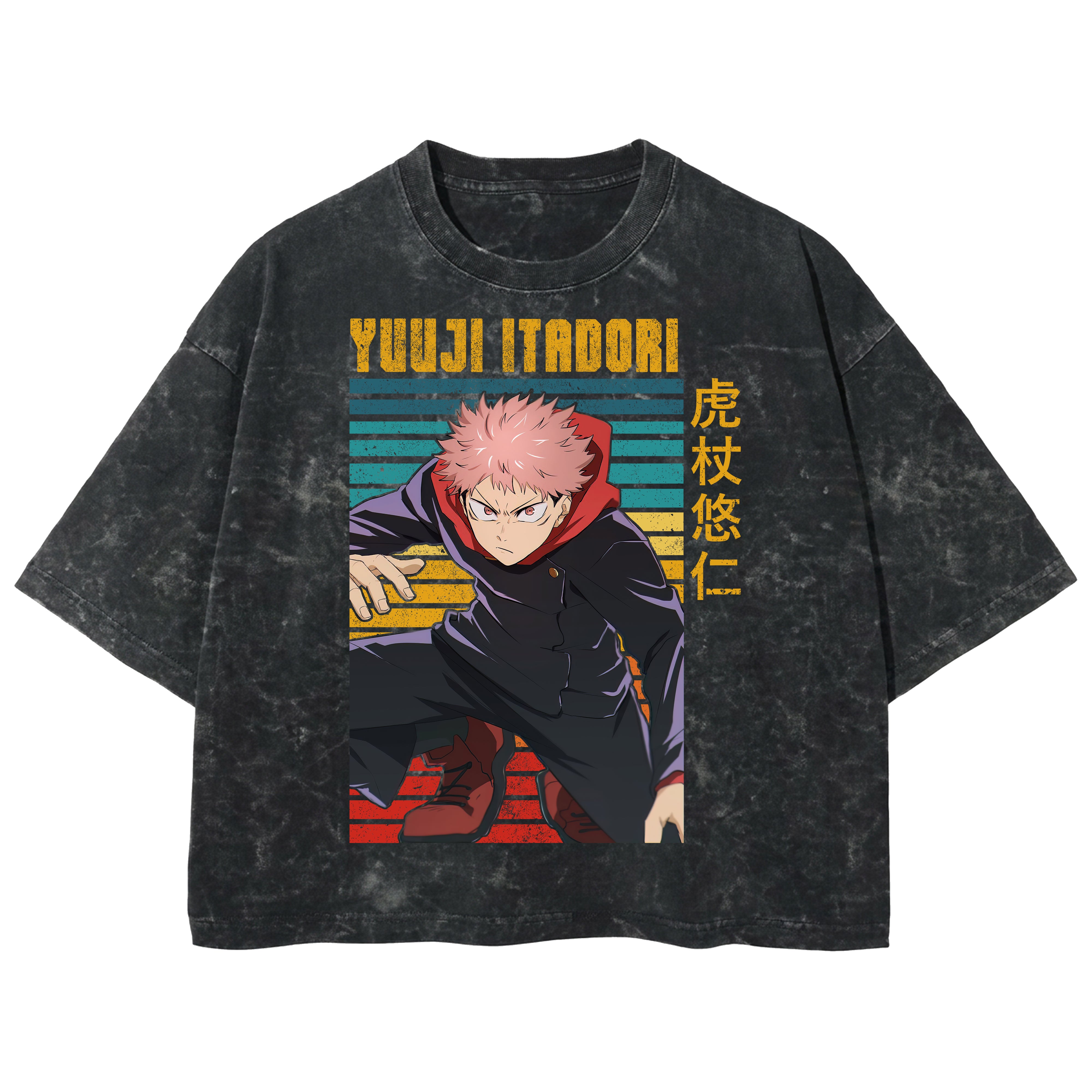 Playera streetwear premium de anime y gaming ExtraLife MX, corte boxy deluxe mineral wash heavyweight en color Acid Wash, moda urbana mexicana de culto.