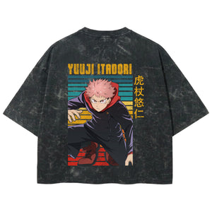 Playera streetwear premium de anime y gaming ExtraLife MX, corte boxy deluxe mineral wash heavyweight en color Acid Wash, moda urbana mexicana de culto.