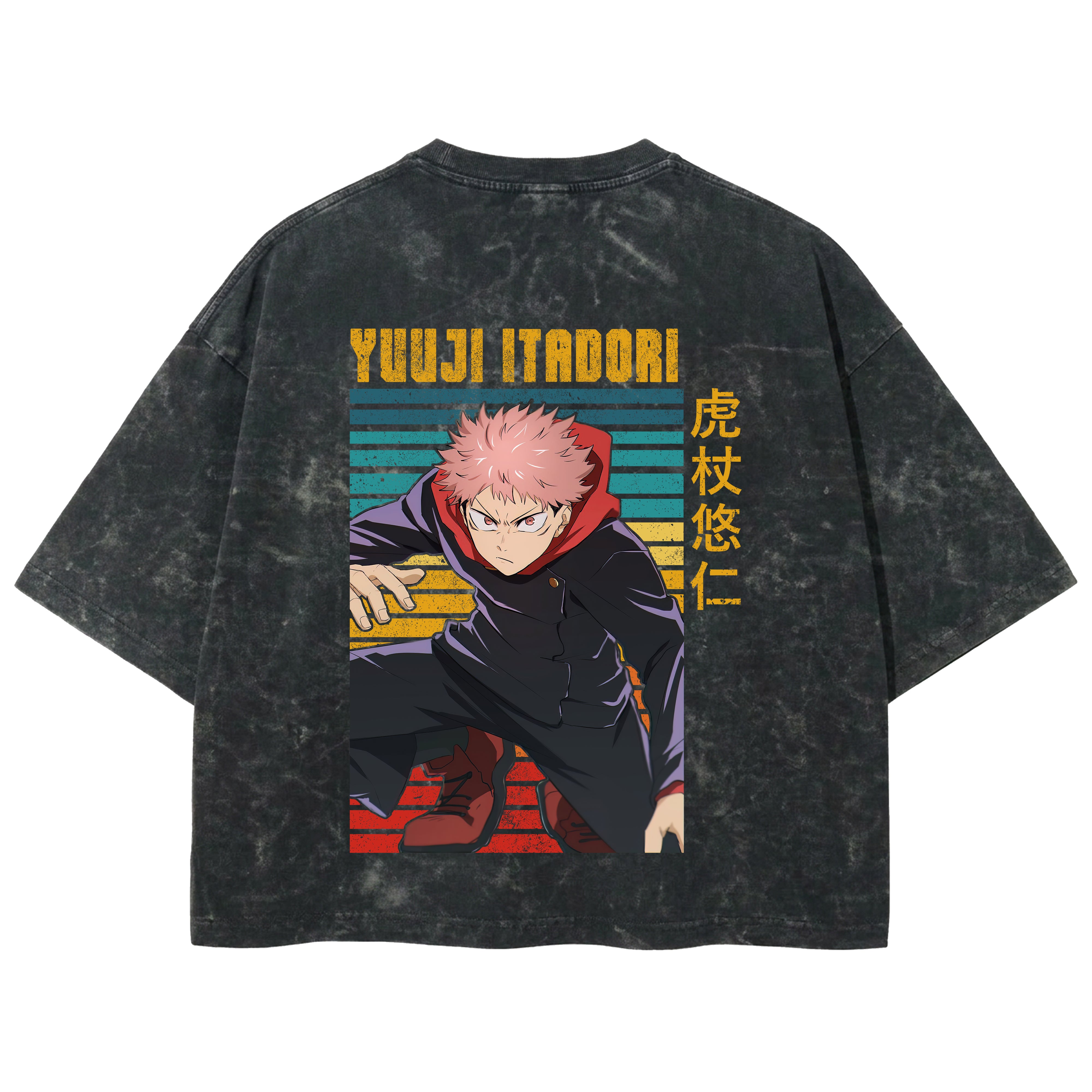 Playera streetwear premium de anime y gaming ExtraLife MX, corte boxy deluxe mineral wash heavyweight en color Acid Wash, moda urbana mexicana de culto.