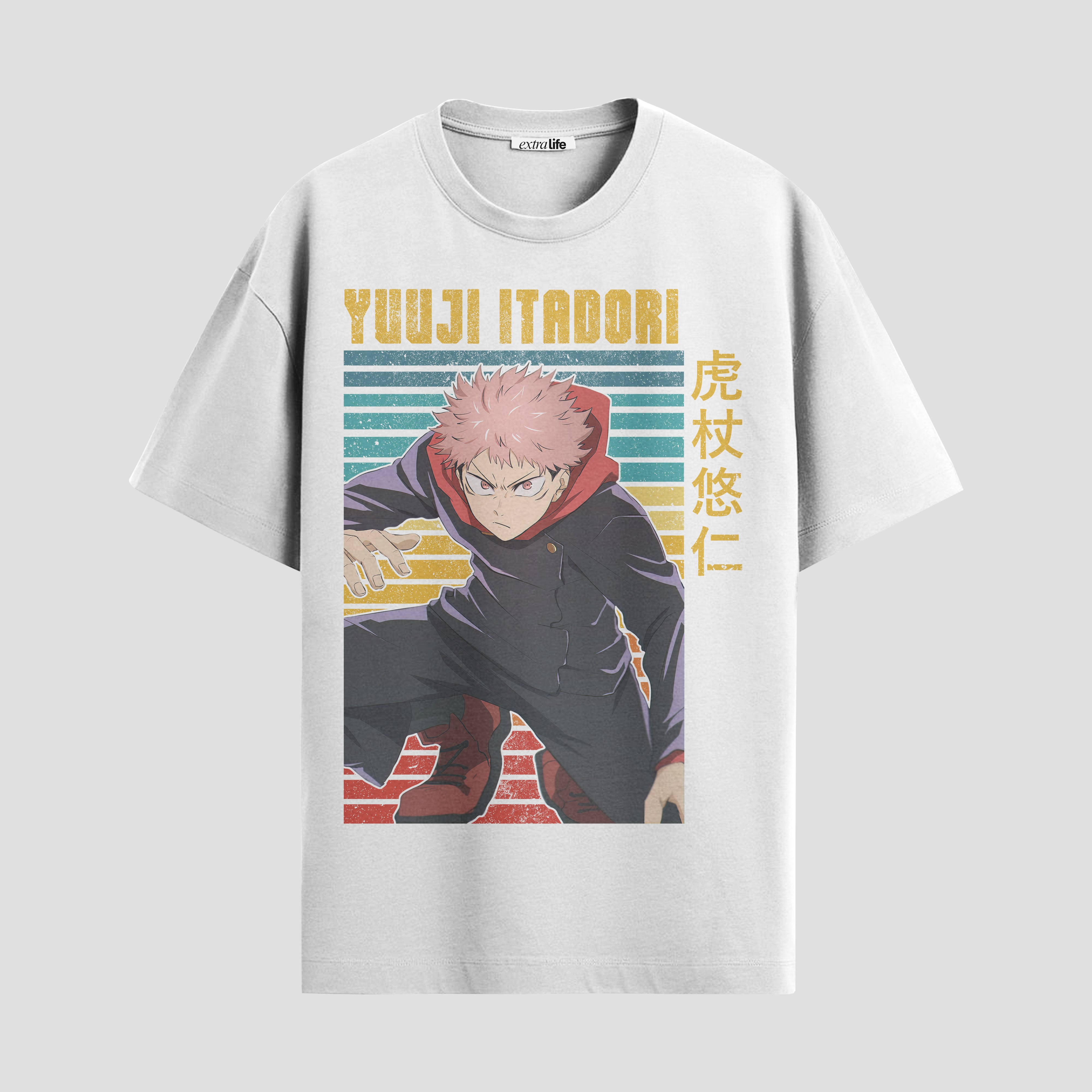 Playera urbana de anime y gaming ExtraLife MX, corte Standard Fit unisex ligero y transpirable en color Deep Black y Pure White, ropa de uso diario para gym y casual.