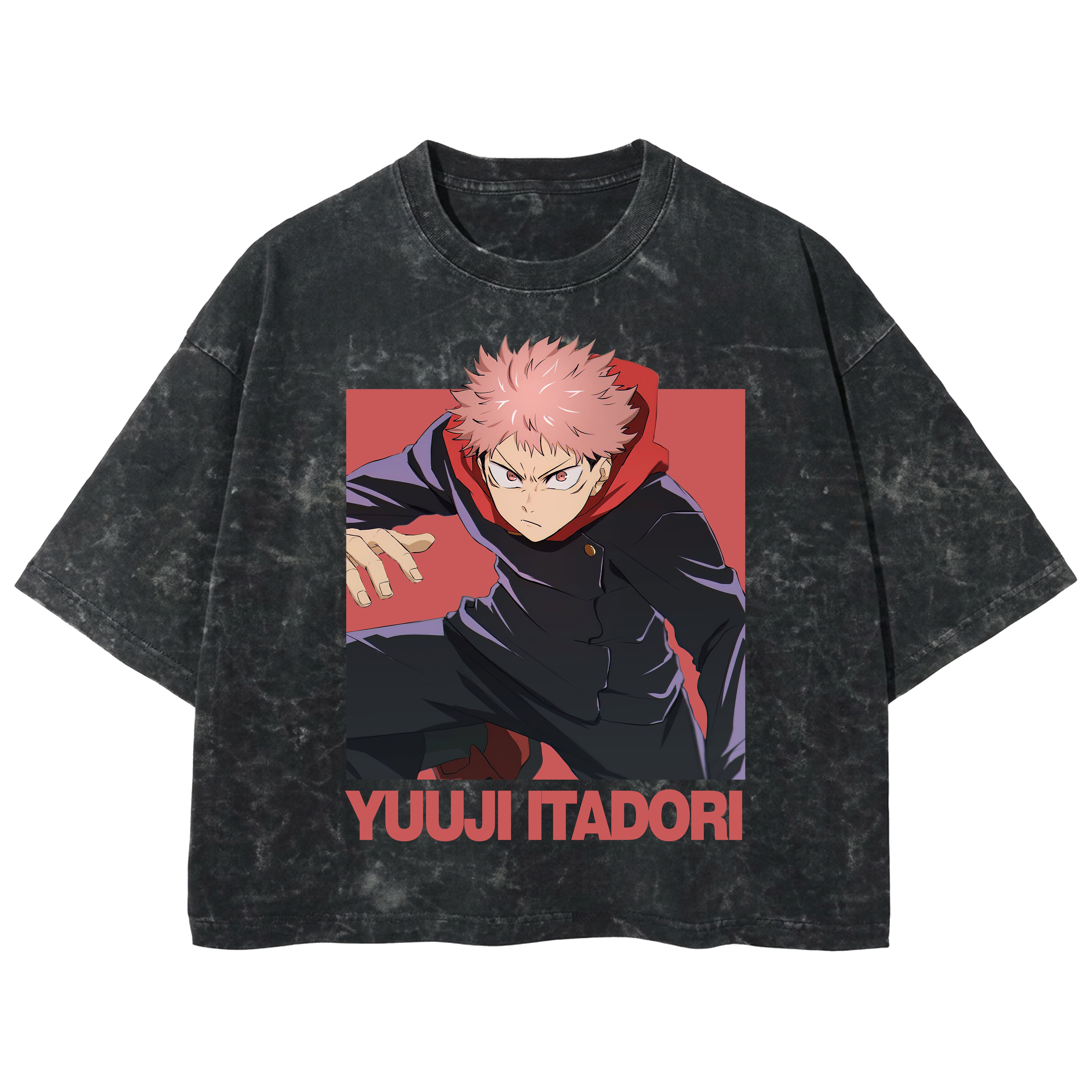 Playera streetwear premium de anime y gaming ExtraLife MX, corte boxy deluxe mineral wash heavyweight en color Acid Wash, moda urbana mexicana de culto.