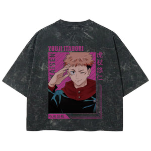 Playera streetwear premium de anime y gaming ExtraLife MX, corte boxy deluxe mineral wash heavyweight en color Acid Wash, moda urbana mexicana de culto.
