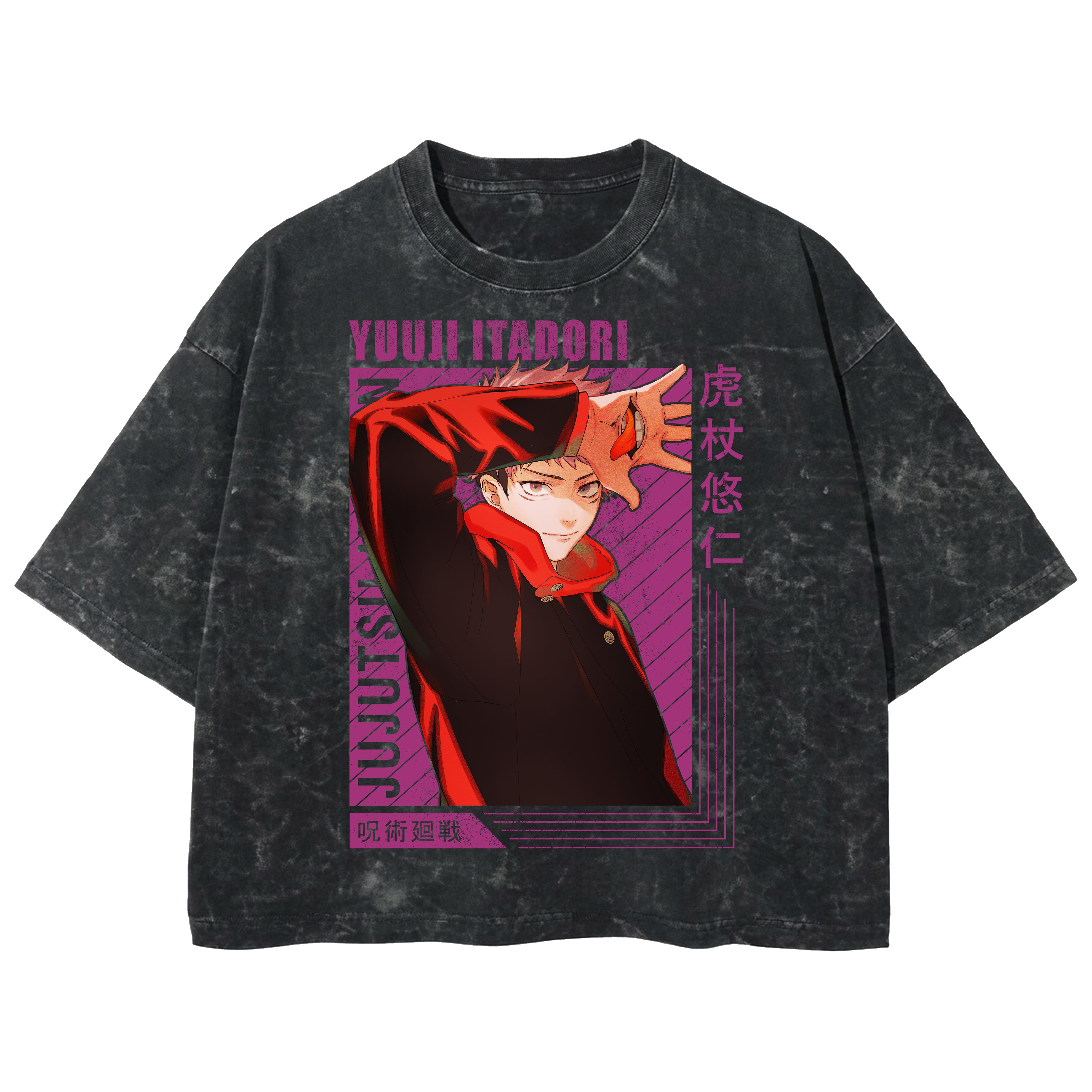 Playera streetwear premium de anime y gaming ExtraLife MX, corte boxy deluxe mineral wash heavyweight en color Acid Wash, moda urbana mexicana de culto.