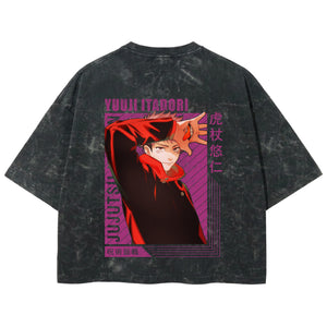 Playera streetwear premium de anime y gaming ExtraLife MX, corte boxy deluxe mineral wash heavyweight en color Acid Wash, moda urbana mexicana de culto.