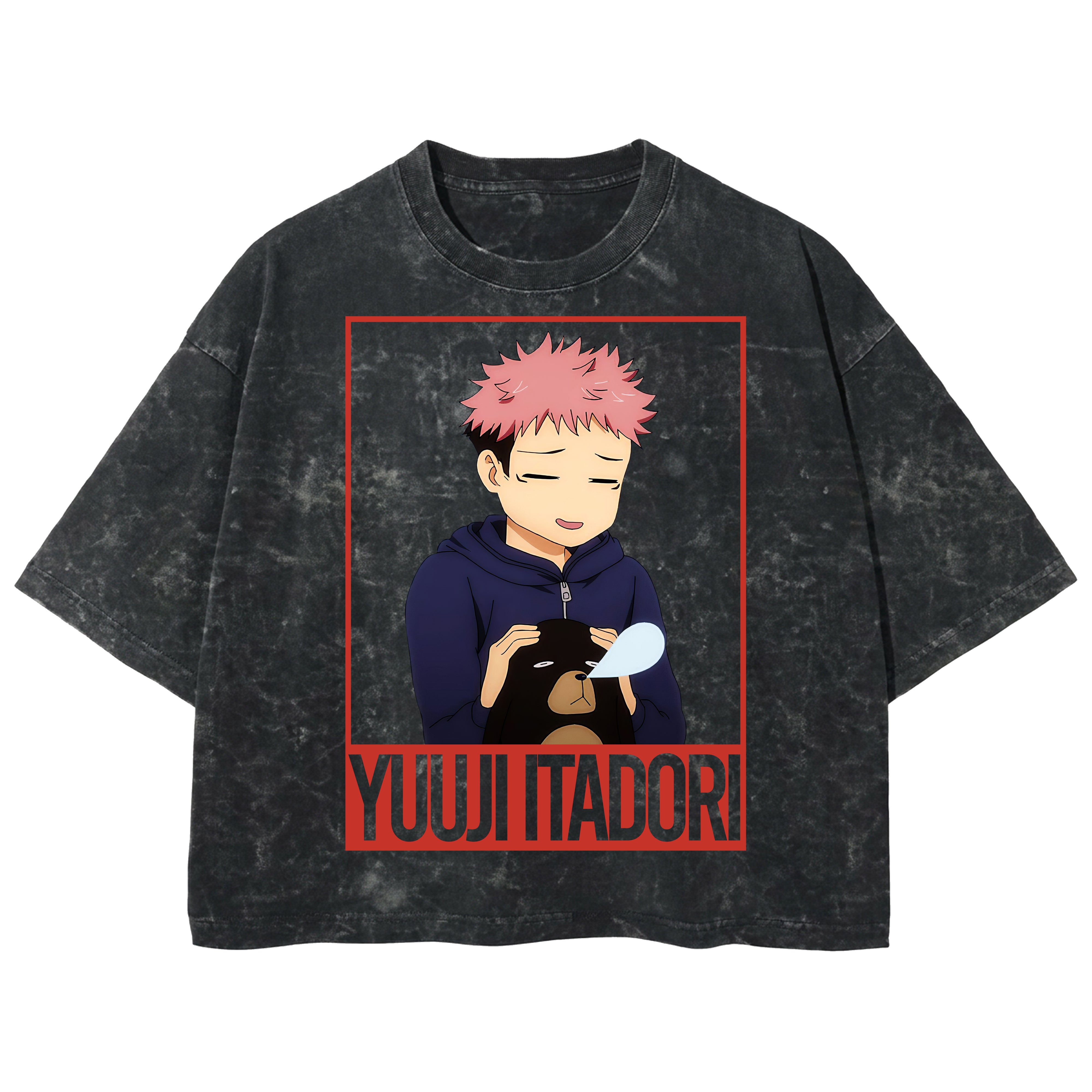 Playera streetwear premium de anime y gaming ExtraLife MX, corte boxy deluxe mineral wash heavyweight en color Acid Wash, moda urbana mexicana de culto.