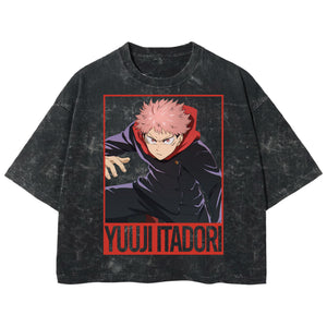 Playera streetwear premium de anime y gaming ExtraLife MX, corte boxy deluxe mineral wash heavyweight en color Acid Wash, moda urbana mexicana de culto.