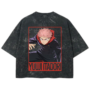 Playera streetwear premium de anime y gaming ExtraLife MX, corte boxy deluxe mineral wash heavyweight en color Acid Wash, moda urbana mexicana de culto.