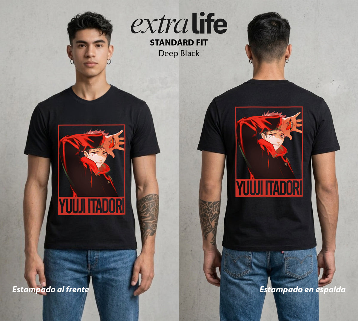 El Arte de las Maldiciones | El Heroe Maldito #04540 - Playera Classic Premium | Deep Black - Foto en modelo