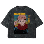 Playera streetwear premium de anime y gaming ExtraLife MX, corte boxy deluxe mineral wash heavyweight en color Acid Wash, moda urbana mexicana de culto.