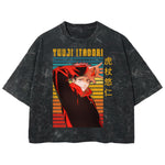 Playera streetwear premium de anime y gaming ExtraLife MX, corte boxy deluxe mineral wash heavyweight en color Acid Wash, moda urbana mexicana de culto.