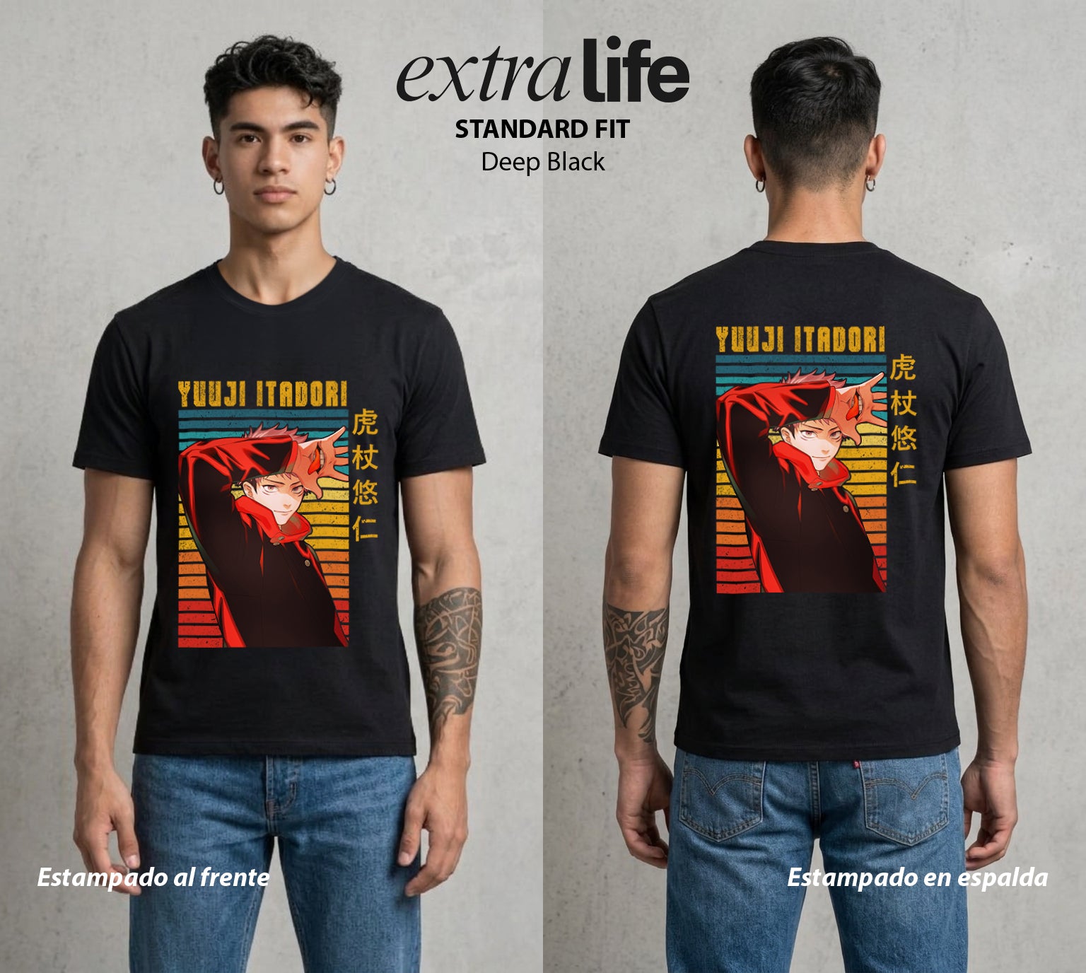 El Arte de las Maldiciones | La Voluntad del Bien #04543 - Playera Standard Fit | Deep Black - Foto en modelo
