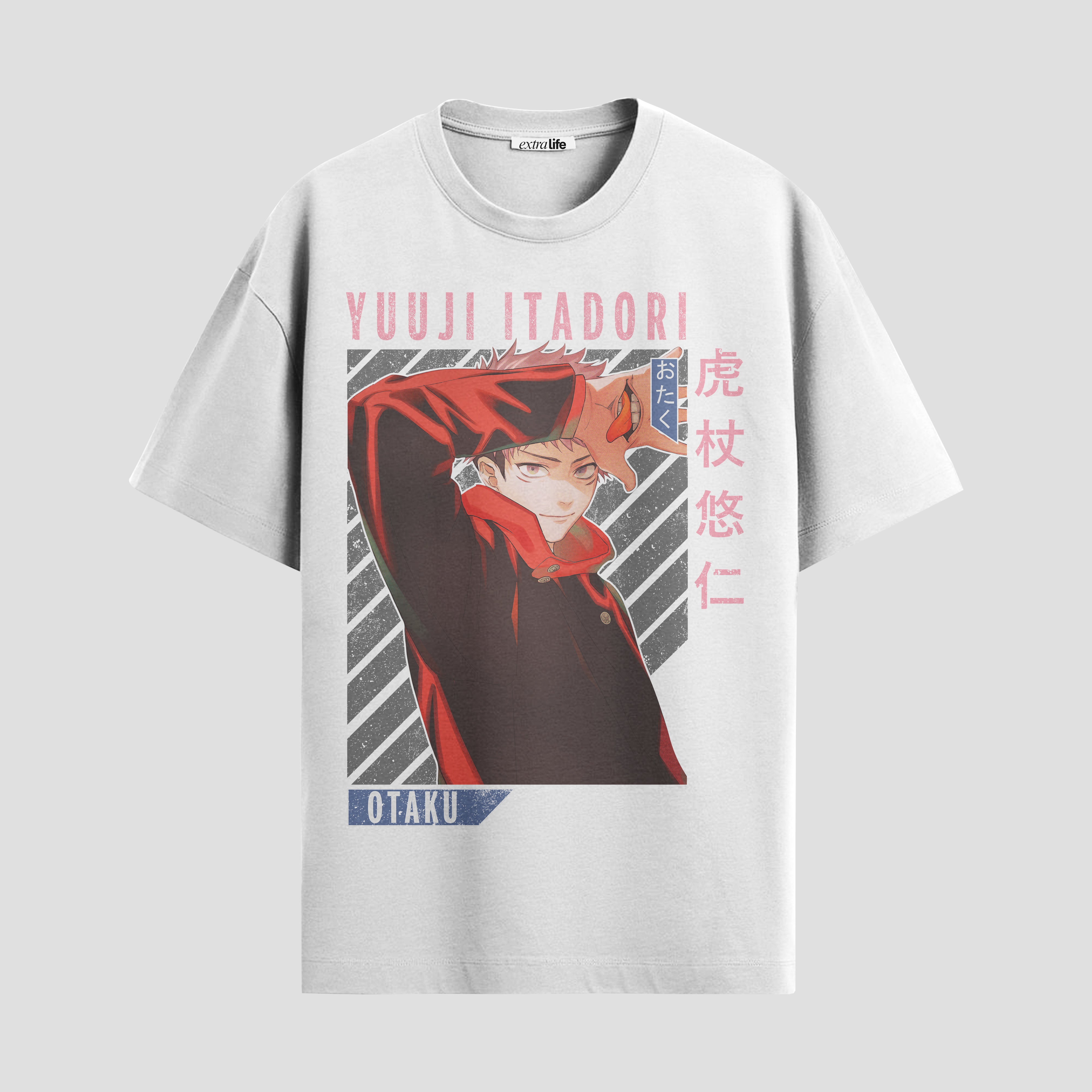 Playera urbana de anime y gaming ExtraLife MX, corte Standard Fit unisex ligero y transpirable en color Deep Black y Pure White, ropa de uso diario para gym y casual.