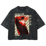 Playera streetwear premium de anime y gaming ExtraLife MX, corte boxy deluxe mineral wash heavyweight en color Acid Wash, moda urbana mexicana de culto.