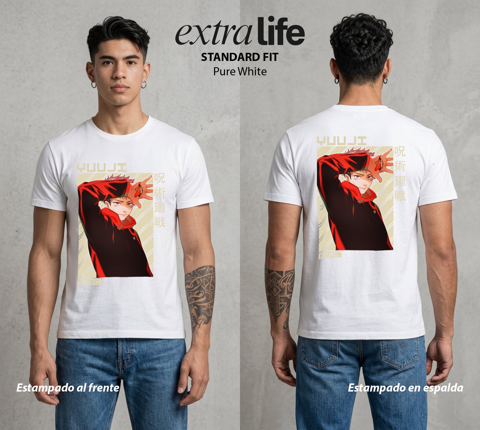 El Arte de las Maldiciones | El Corazon del Poder #04545 - Playera Standard Fit | Pure White - Foto en modelo