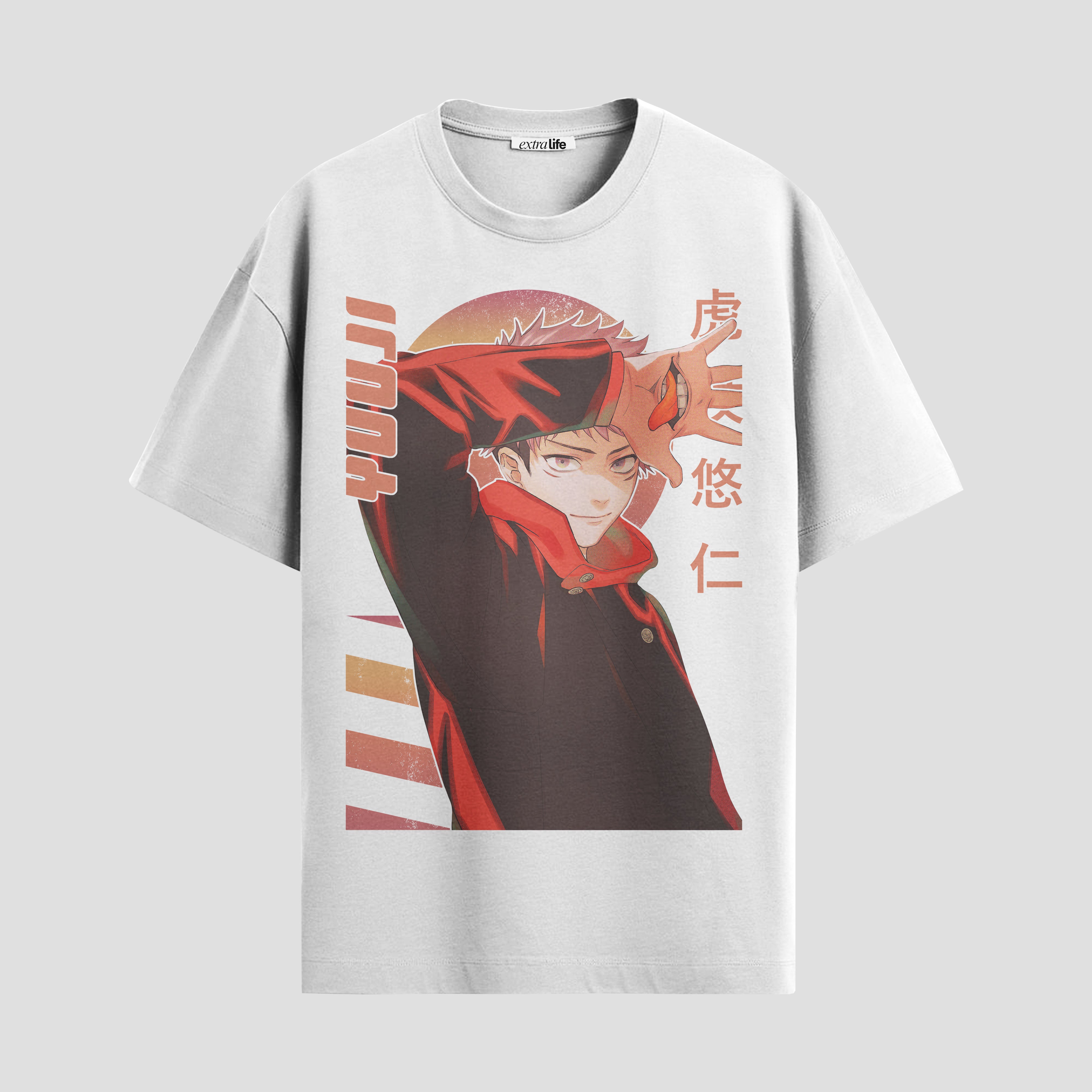 Playera urbana de anime y gaming ExtraLife MX, corte Standard Fit unisex ligero y transpirable en color Deep Black y Pure White, ropa de uso diario para gym y casual.