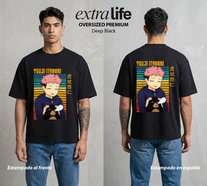 El Arte de las Maldiciones | El Cuerpo del Rey #04549 - Playera Oversized Premium | Deep Black - Foto en modelo