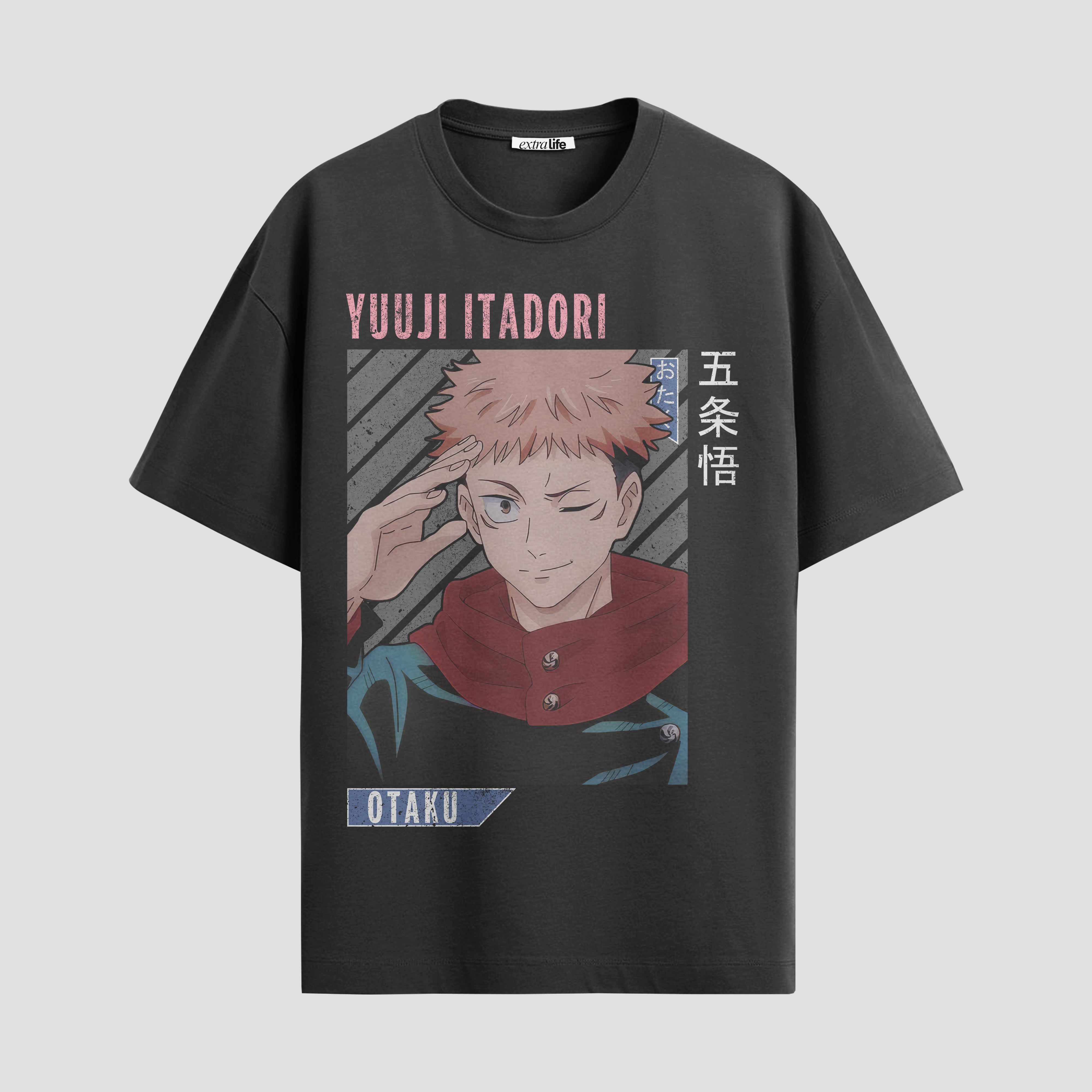 Playera urbana de anime y gaming ExtraLife MX, corte Standard Fit unisex ligero y transpirable en color Deep Black y Pure White, ropa de uso diario para gym y casual.