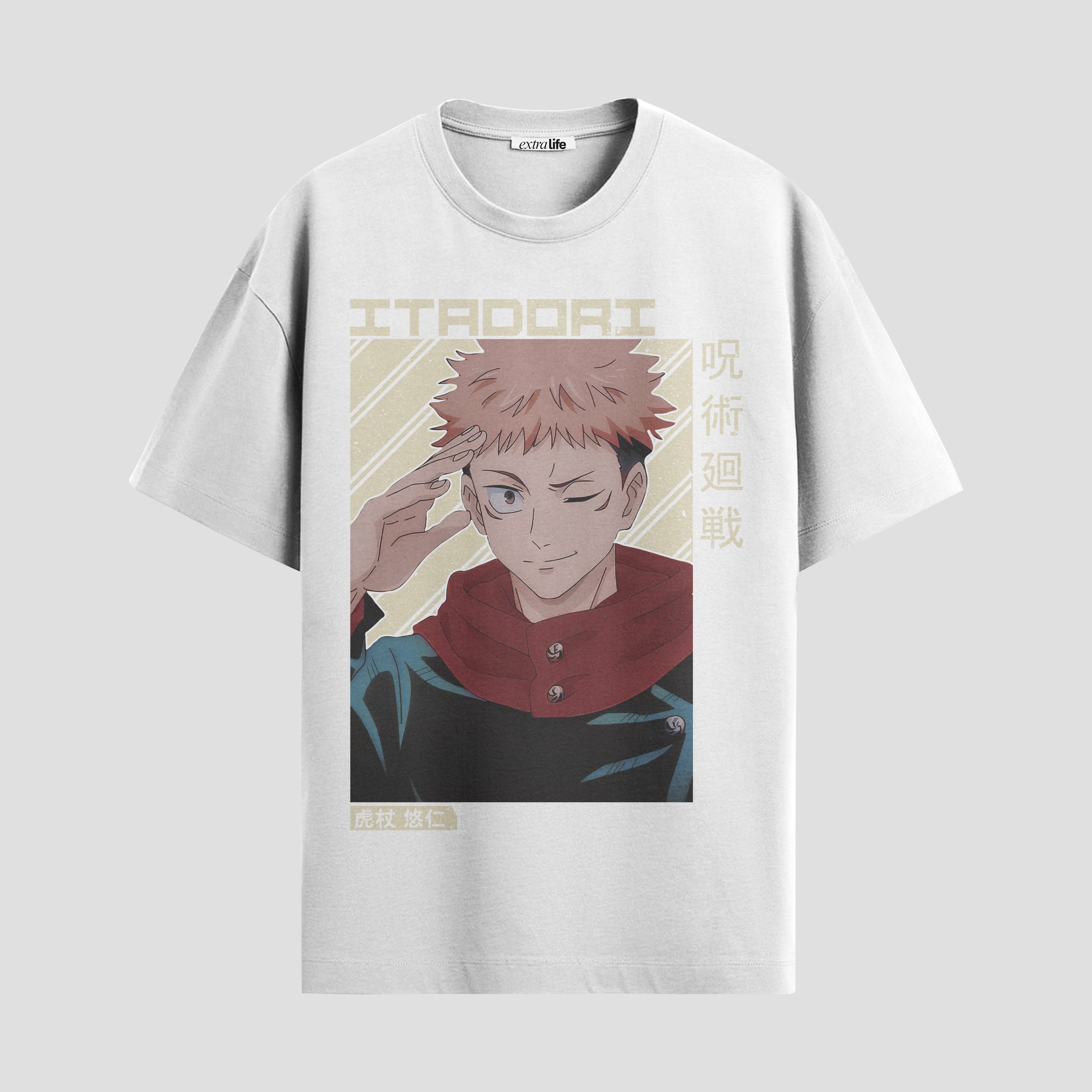 Playera urbana de anime y gaming ExtraLife MX, corte Standard Fit unisex ligero y transpirable en color Deep Black y Pure White, ropa de uso diario para gym y casual.