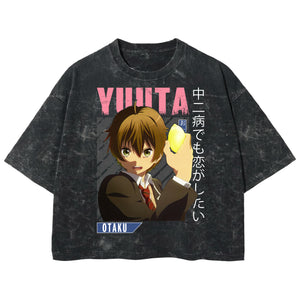 Playera streetwear premium de anime y gaming ExtraLife MX, corte boxy deluxe mineral wash heavyweight en color Acid Wash, moda urbana mexicana de culto.
