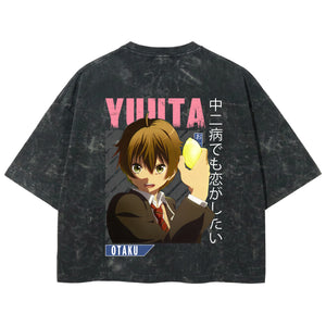 Playera streetwear premium de anime y gaming ExtraLife MX, corte boxy deluxe mineral wash heavyweight en color Acid Wash, moda urbana mexicana de culto.