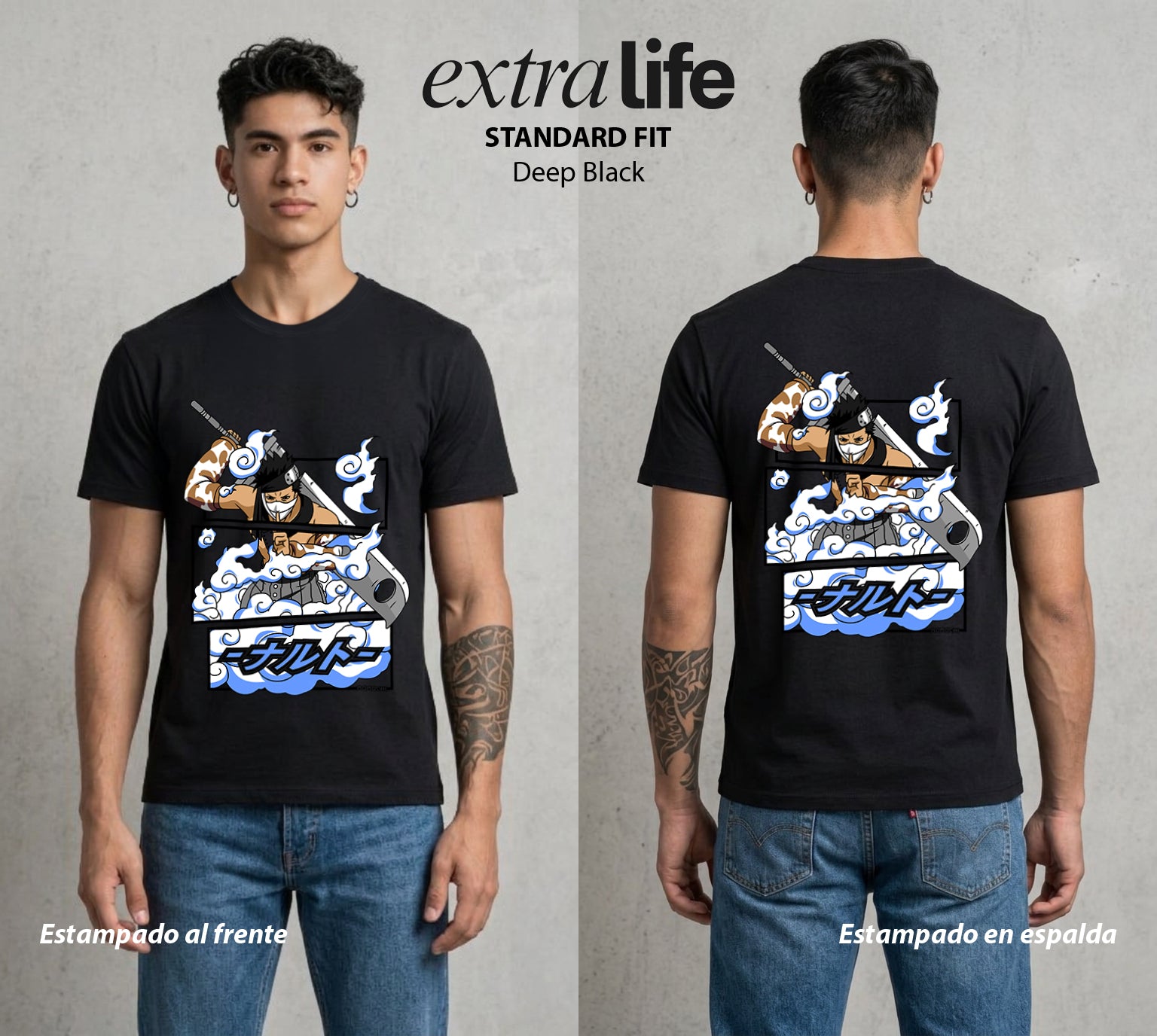 La Aldea Oculta | El Demonio de la Niebla #04556 - Playera Standard Fit | Deep Black - Foto en modelo