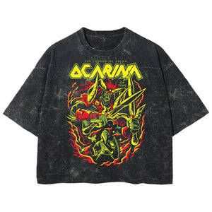 Playera streetwear premium de anime y gaming ExtraLife MX, corte boxy deluxe mineral wash heavyweight en color Acid Wash, moda urbana mexicana de culto.
