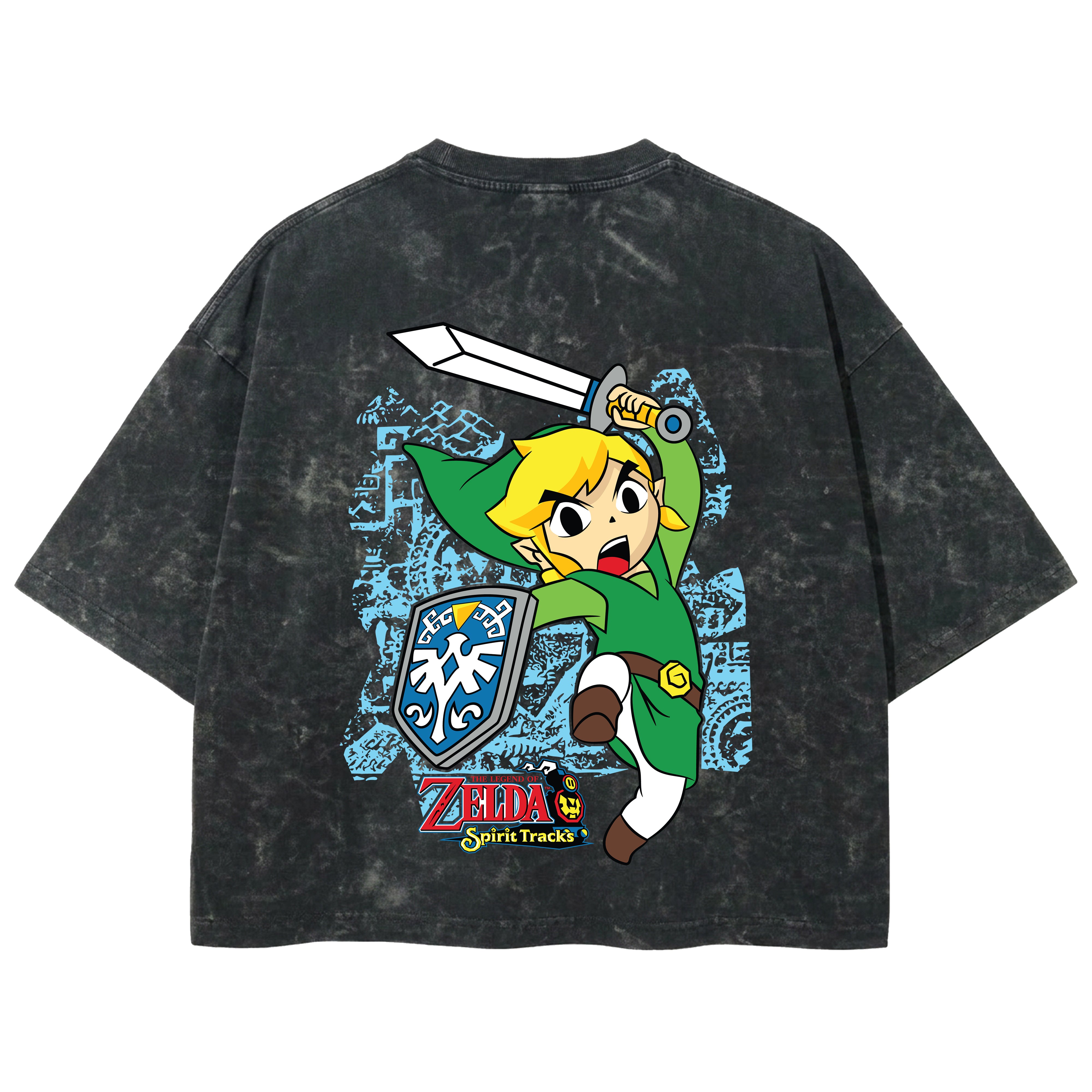 Playera streetwear premium de anime y gaming ExtraLife MX, corte boxy deluxe mineral wash heavyweight en color Acid Wash, moda urbana mexicana de culto.
