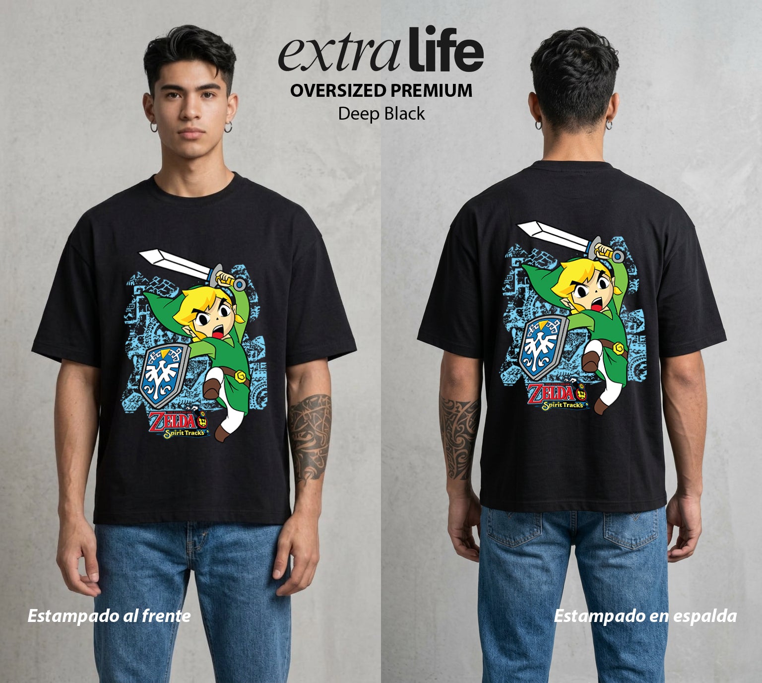 La Leyenda de la Princesa | La Princesa del Triforce #04558 - Playera Oversized Premium | Deep Black - Foto en modelo