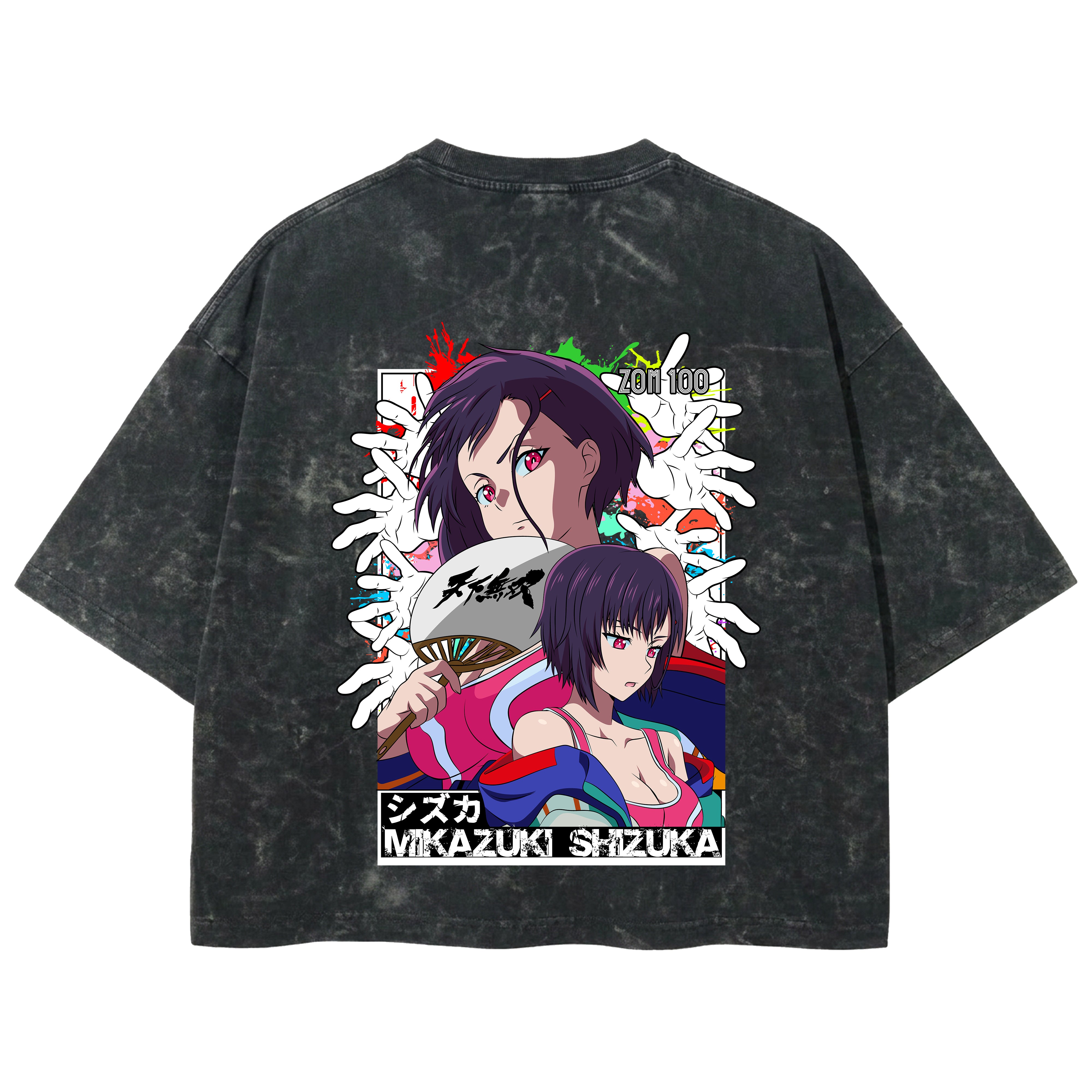 Playera streetwear premium de anime y gaming ExtraLife MX, corte boxy deluxe mineral wash heavyweight en color Acid Wash, moda urbana mexicana de culto.