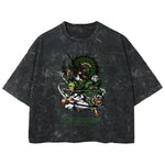 Playera streetwear premium de anime y gaming ExtraLife MX, corte boxy deluxe mineral wash heavyweight en color Acid Wash, moda urbana mexicana de culto.