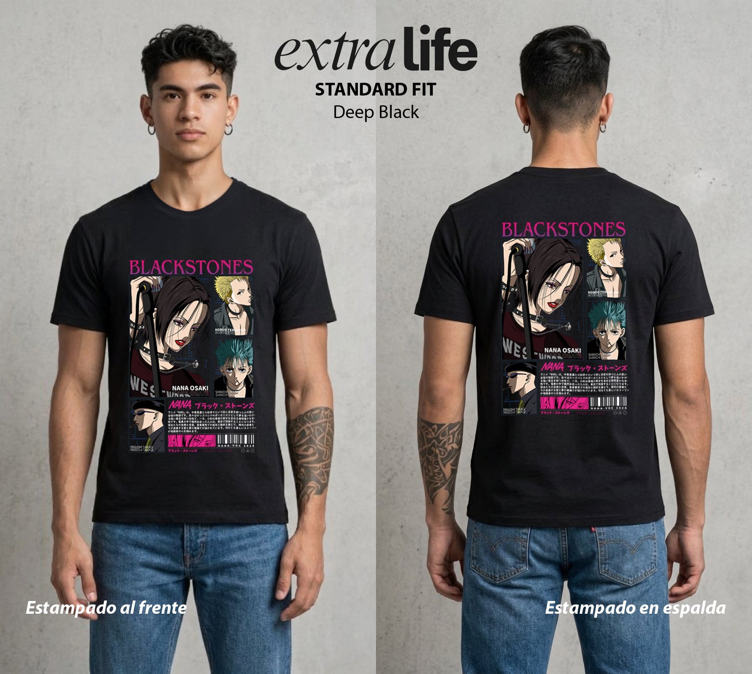 Dos Destinos Un Nombre | Punk de Medianoche #04564 - Playera Standard Fit | Deep Black - Foto en modelo