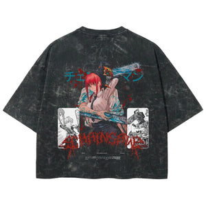 Playera streetwear premium de anime y gaming ExtraLife MX, corte boxy deluxe mineral wash heavyweight en color Acid Wash, moda urbana mexicana de culto.