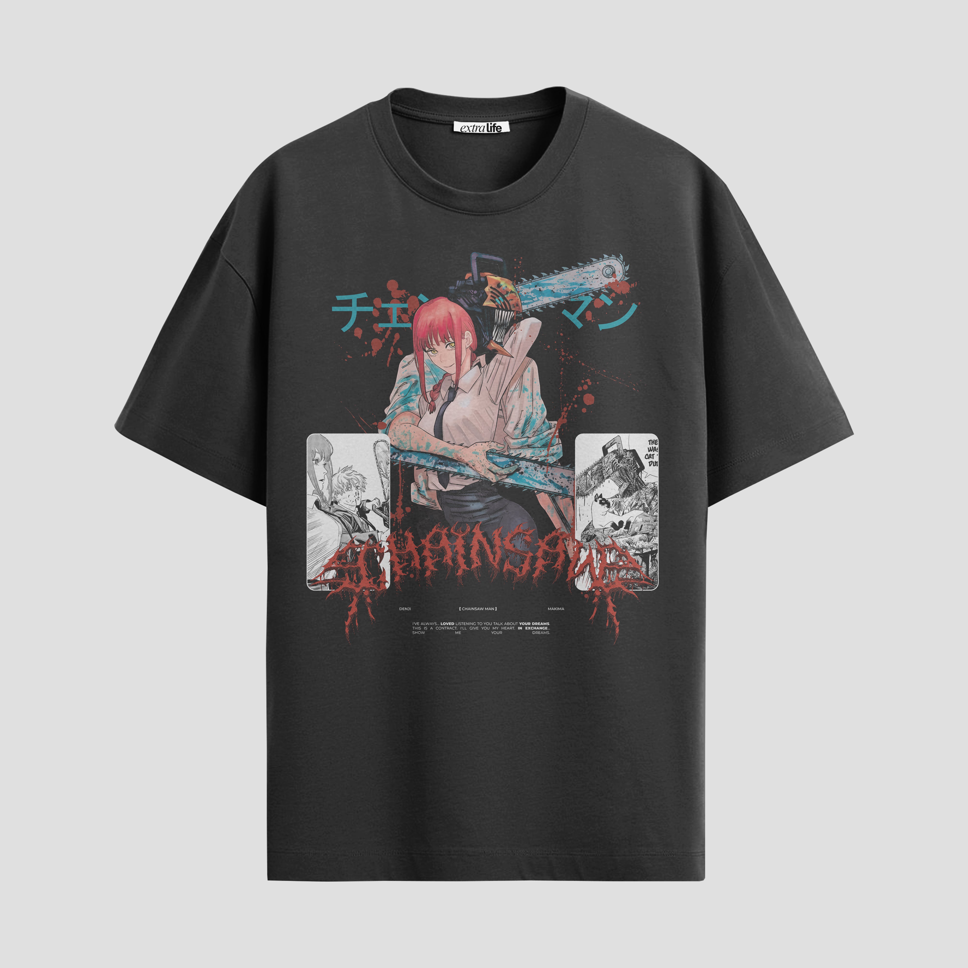 Playera urbana de anime y gaming ExtraLife MX, corte Standard Fit unisex ligero y transpirable en color Deep Black y Pure White, ropa de uso diario para gym y casual.