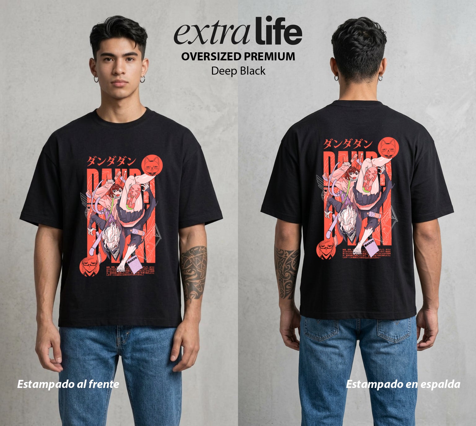 Lo Paranormal Cotidiano | Batalla Oculta #04572 - Playera Oversized Premium | Deep Black - Foto en modelo