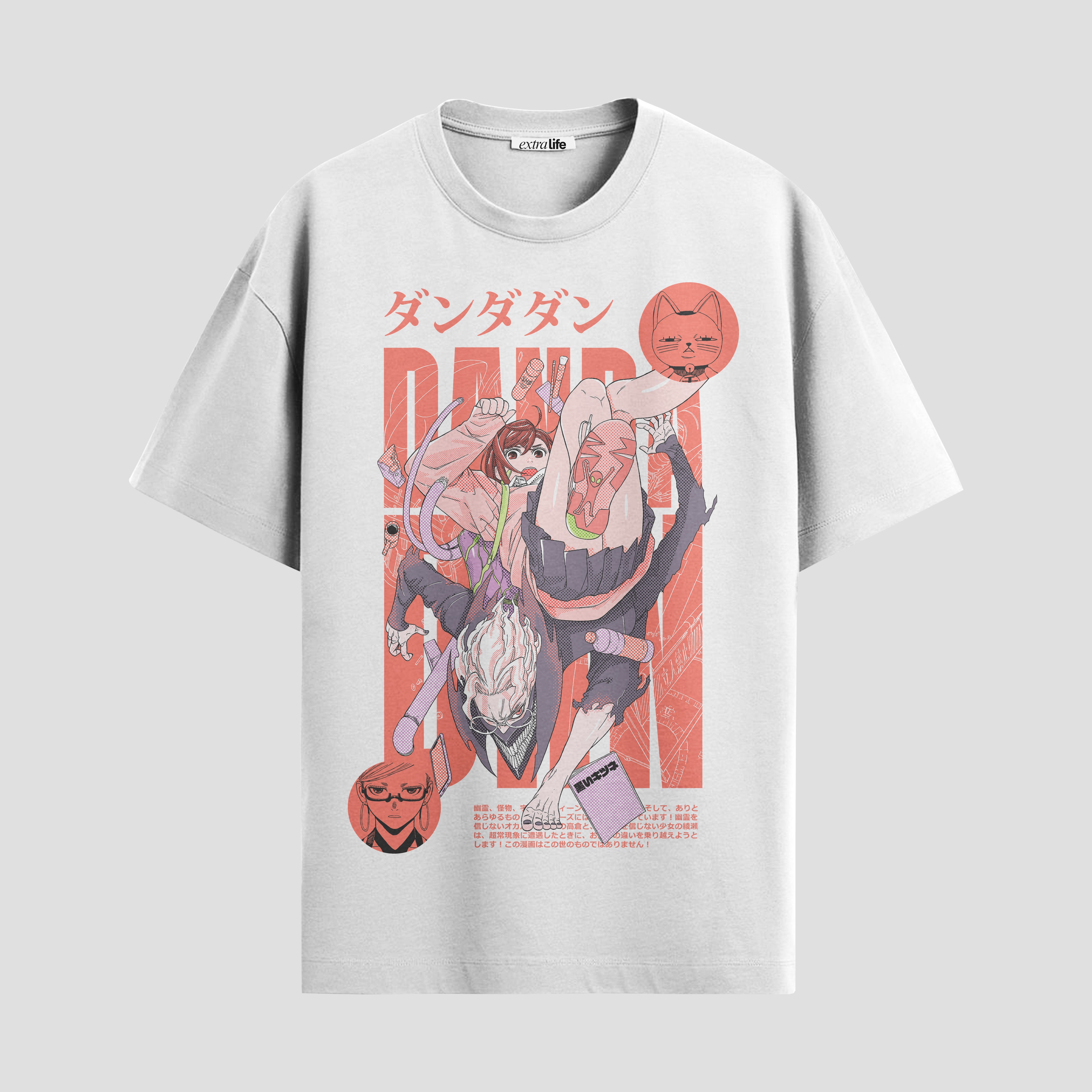 Playera urbana de anime y gaming ExtraLife MX, corte Standard Fit unisex ligero y transpirable en color Deep Black y Pure White, ropa de uso diario para gym y casual.