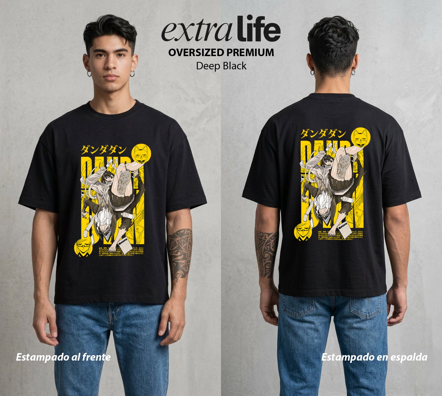 Lo Paranormal Cotidiano | Poder del Más Allá #04575 - Playera Oversized Premium | Deep Black - Foto en modelo