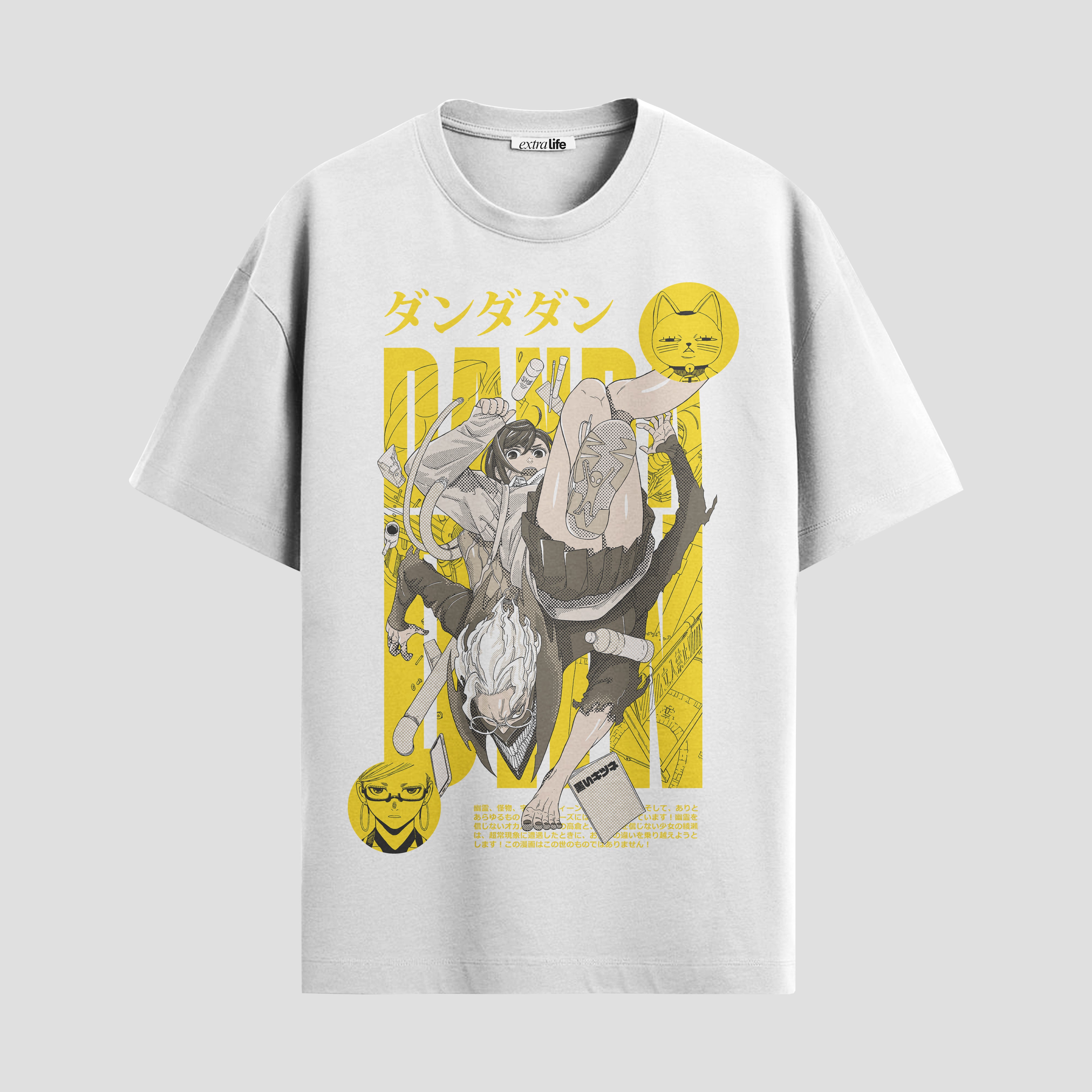 Playera urbana de anime y gaming ExtraLife MX, corte Standard Fit unisex ligero y transpirable en color Deep Black y Pure White, ropa de uso diario para gym y casual.
