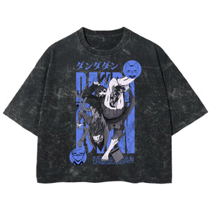 Playera streetwear premium de anime y gaming ExtraLife MX, corte boxy deluxe mineral wash heavyweight en color Acid Wash, moda urbana mexicana de culto.